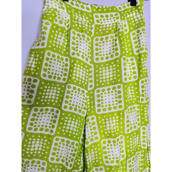 THE ODELLS Neon Green Tropical Linen Blend Loose Wide Leg Anna Pant Size Small - Picture 9 of 14